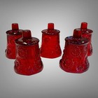 Set Of 5 Vintage Homco Red Daisy Glass Peg Votive Candle Holders