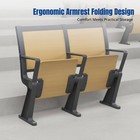 Lecture Chair  Sturdy Wood Auditorium Seating  Metal Frame  Foldable Armrest 