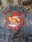 Girls 24m Denim Strawberry Shortcake Embroidered Overall Plaid Cuffs Vintage
