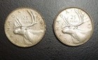 1947 1952 Canada 25 Cents Vintage Silver Coins Lot Of 2 Km 44 George Vi