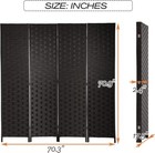 Room Divider  6ft Wall Divider Wood Screen 4 Panels Wood Mesh Hand-woven Design