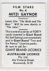 Australian  giant Brand  Licorice 1956  Film Stars Mitzi Gaynor