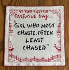 Set Of 8 Vintage    humorous Confucius Say     8   x8  Linen Cocktail Napkins