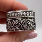 Vintage 925 Sterling Silver Filigree Heart Pill Box Lapis Coral Trinket Gift 22g