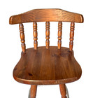 Vintage Mid Century Solid Wood Swivel Bar Stool Chair With Metal Footrest- Rare 