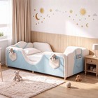 Sunyrisy Upholstered Overalls Toddler Bed 300lbs With Guardrails side Pockets