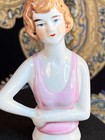 Vtg Half Doll Pin Cushion Porcelain Flapper Girl Germany Art Deco 234813 3 75 h