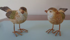 Set 2 Resin Bird Figurines W  Metal Feet Carved   Textured Detailed Wood Look