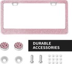 Bling License Plate Frame  Premium Stainless Steel Rhinestone License Plate Pink