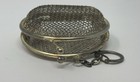 Silver-tone Metal Wire Mesh Cage W Kiss Clasp Hinged Coin Purse Vtg