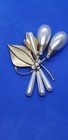 Antique Art Nouveau Brooch Big Faux Pearl   Calla Lily Flowers Gold Leaves 