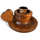 Vtg Oak Woodcraft Primitive Heart Votive Candle Holder Folk Art     The Meyer Mill