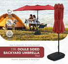 15ft Double-sided Outdoor Sun Shade Backyard Patio Umbrella Red W  Crank   Base
