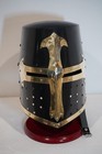 Medieval Crusader Knight Helmet   Black   Brass Great Helm   Handcrafted Collect