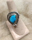 Vintage Navajo Oval Turquoise Sterling Silver Ring-size 6- beautiful 