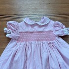 Smocked Corduroy Dress Kids Pink Vintage Heirloom Lace Size 12-18m