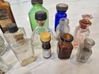 Lot Of 18 Antique Vintage Old Glass Medicine Bottles Blue Clear Embossed Mixed