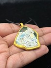 Ancient Rare Beautiful Patina Roman Glass Pendant With Gold Gilded Frame