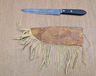Vintage Native American Sioux Indian Knife W  Beaded Hide Sheath - Post 1920