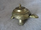 Solid Brass Turtle Incense Burner Trinket Box  Etched Vtg