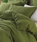Moss Green Bedding Set Queen Stonewashed Waffle Weave Boho Waffle Duvet