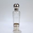 French Art Deco Cut Glass   Sterling Silver Liquor Or Whisky Flask By Chambin
