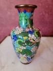 Gorgeous 1930   s Chinese Enamel Cloisonn   Vase 6-3 4    T X 3-1 2  W  Great Vase 