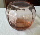 Antique Moser Hoffmann Art Deco Cut Glass Czech Bohemian Orange Peach Color Vase