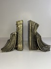 Vintage Pm Craftsman Brass Metal Cast Cascading Books Bookends Great Find 
