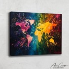 Modern Map Of The World Wall Art Print Colorful Living Room Decor