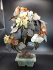 Pair Of Antique 11  Asian Hardstone Floral Arrangement    1