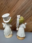 Vintage Bride   Groom Salt Pepper Shakers Top Hat Spaghetti Trim Japan 5  Tall