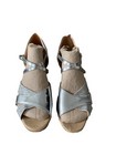Womens Ballroom Latin Dance Shoe Wuzhiyan Silver Metallic Size 38 Ankle Strap