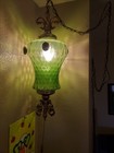 Vintage Green Glass Hanging Lamp
