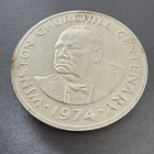 1974 Turks And Caicos Islands Churchill Centenary  0925 Silver 20 Crown Coin Bu