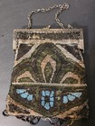 Antique Art Deco Glass Seed Bead Evening Handbag Metal Frame Purse Repurpos Read