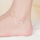 Silver Sp Stars Beads Foot Ankle Bracelet Double Chain Anklet A19