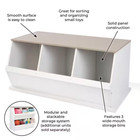 White Gray Woodgrain 3-bin Stackable Storage Cubby Mdf Organizer - New