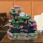 Indoor Water Fountain Led Light Tabletop Resin Rockery Fengshui Waterfall Decor