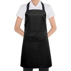 Bib Apron unisex Aprons Adjustable Washable with 2 Pockets For Kitchen Black