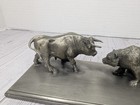 Pewter Bull   Bear Hudson Figure Vtg Stock Market Finance Hudson  Massachusetts