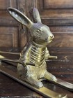 Vintage Anthropologie Bunny Skiing Rare Bottle Holder Metal Unique Easter Rabbit