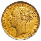 1886-m Australia Gold Sovereign Young Victoria Au-58 Anacs