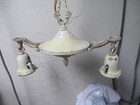 Antique Cast Brass Ornate Ceiling Light Fixture 2 Arm 1920 s  Art Nouveau Finial