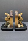 Antique J b  Hirsch Figural Bookends Ruhl Reader C1920 Pair Vintage Bronze Books