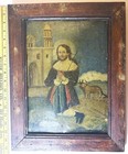 Antique - Retablo 1700s Mexico Spanish Colonial Art Oil On Tin Folk Art Jesus