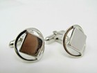 Square In Circle Cufflinks Vintage Men s Jewelry Silver Tone