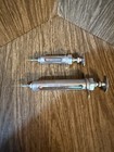 Lot Of 2 Vintage Reliable Brand  Veterinary Medical Syringe Metal Glass