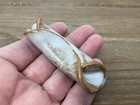 Vtg Japanese Pottery Chopstick Rest Holder Folded Rectangle Brown Gray Hashioki