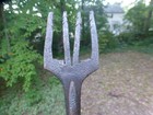 Primitive Antique Ice Fishing Gig Harpoon Spear 55  Hand Forged Barbed Trident